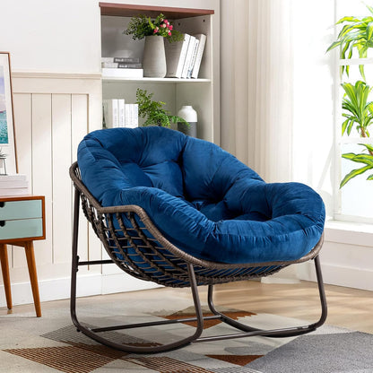The Ultimate Reading Escape: Plush Rocking Papasan Chair & Ottoman