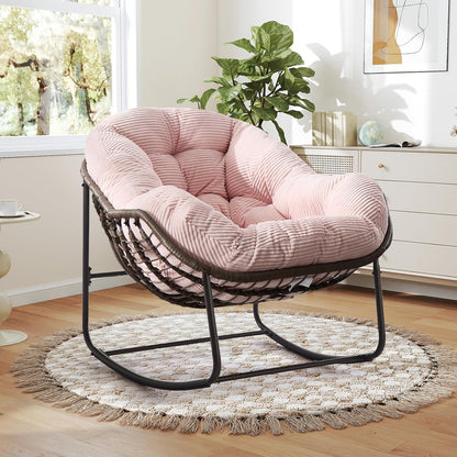 The Ultimate Reading Escape: Plush Rocking Papasan Chair & Ottoman