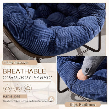 The Ultimate Reading Escape: Plush Rocking Papasan Chair & Ottoman