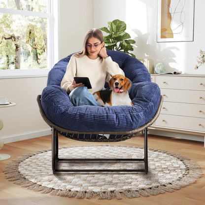 The Ultimate Reading Escape: Plush Rocking Papasan Chair & Ottoman