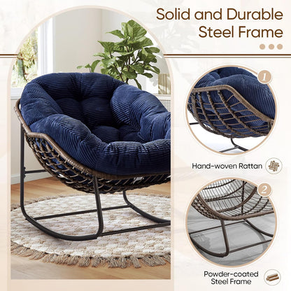 The Ultimate Reading Escape: Plush Rocking Papasan Chair & Ottoman