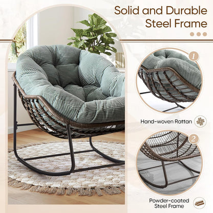 The Ultimate Reading Escape: Plush Rocking Papasan Chair & Ottoman