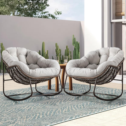 The Ultimate Reading Escape: Plush Rocking Papasan Chair & Ottoman