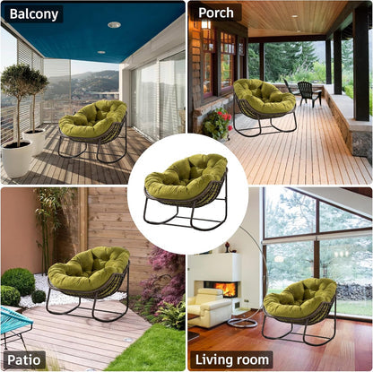 The Ultimate Reading Escape: Plush Rocking Papasan Chair & Ottoman