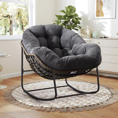 The Ultimate Reading Escape: Plush Rocking Papasan Chair & Ottoman
