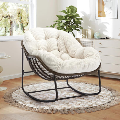 The Ultimate Reading Escape: Plush Rocking Papasan Chair & Ottoman