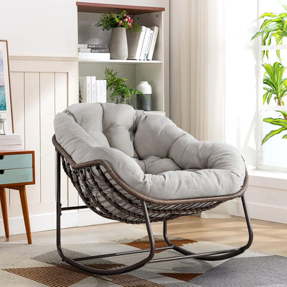 The Ultimate Reading Escape: Plush Rocking Papasan Chair & Ottoman