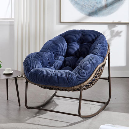 The Ultimate Reading Escape: Plush Rocking Papasan Chair & Ottoman