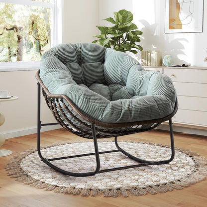 The Ultimate Reading Escape: Plush Rocking Papasan Chair & Ottoman
