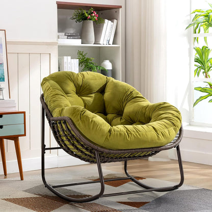 The Ultimate Reading Escape: Plush Rocking Papasan Chair & Ottoman